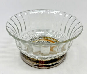 FNG Indonesia Vintage Pressed Glass Candy Nut Bowl Silver Tone Base